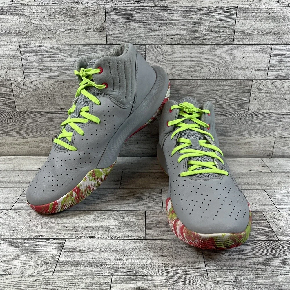 Under Armour Jet 21 3024794-106 Gray Green‎ Pink Athletic Shoes Youth Size 7Y